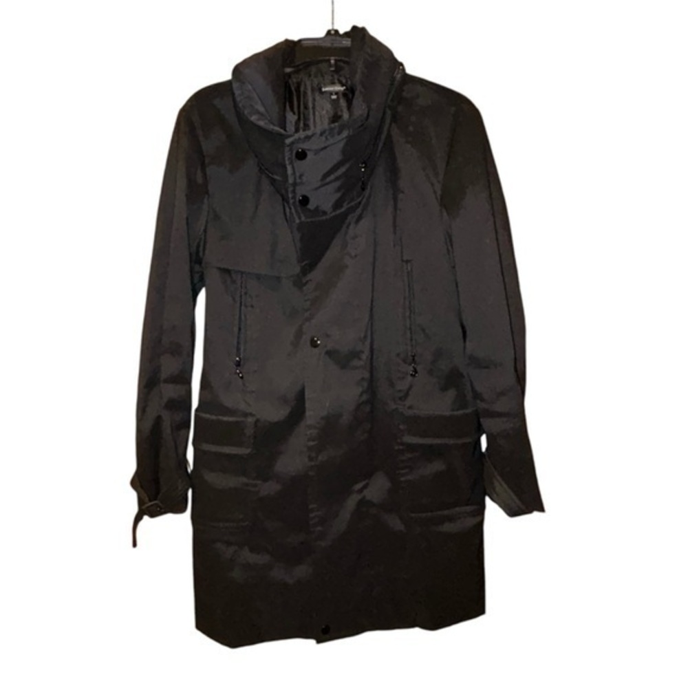 Samuel Dong Women’s‎ Black Trench Coat Size Large Mid Length Belted Designer